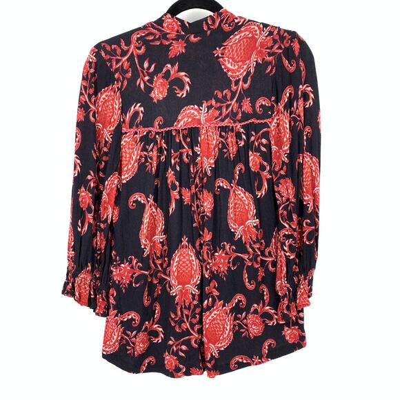 Anthropologie Blank London Blouse Womens SIze Small Red Black Floral *READ - Picture 2 of 8